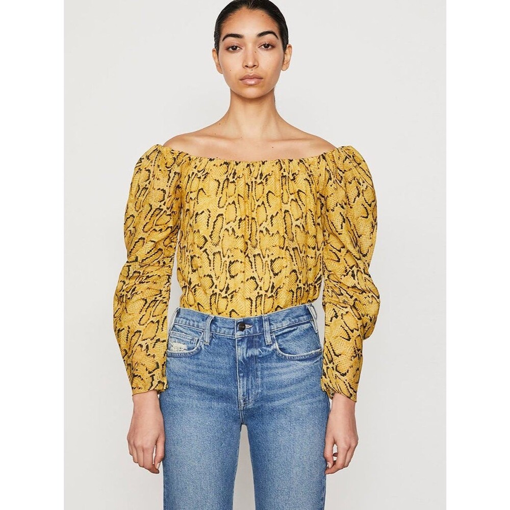 Frame Off The Shoulder Billow Top In Python Multi Size S